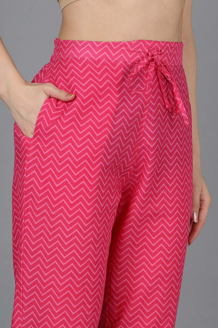 Pink Pure Cotton Gotta Patti Straight Suit Set   | SHOBITAM
