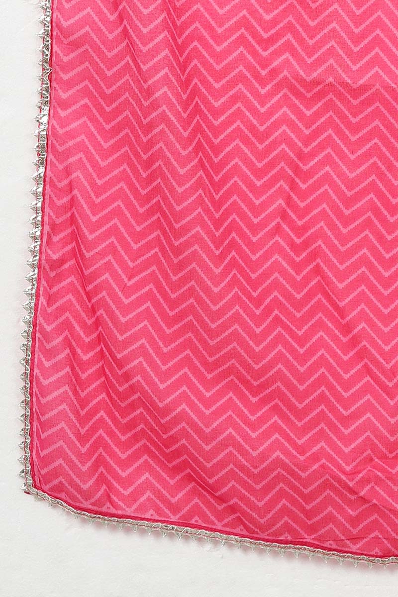 Pink Pure Cotton Gotta Patti Straight Suit Set   | SHOBITAM