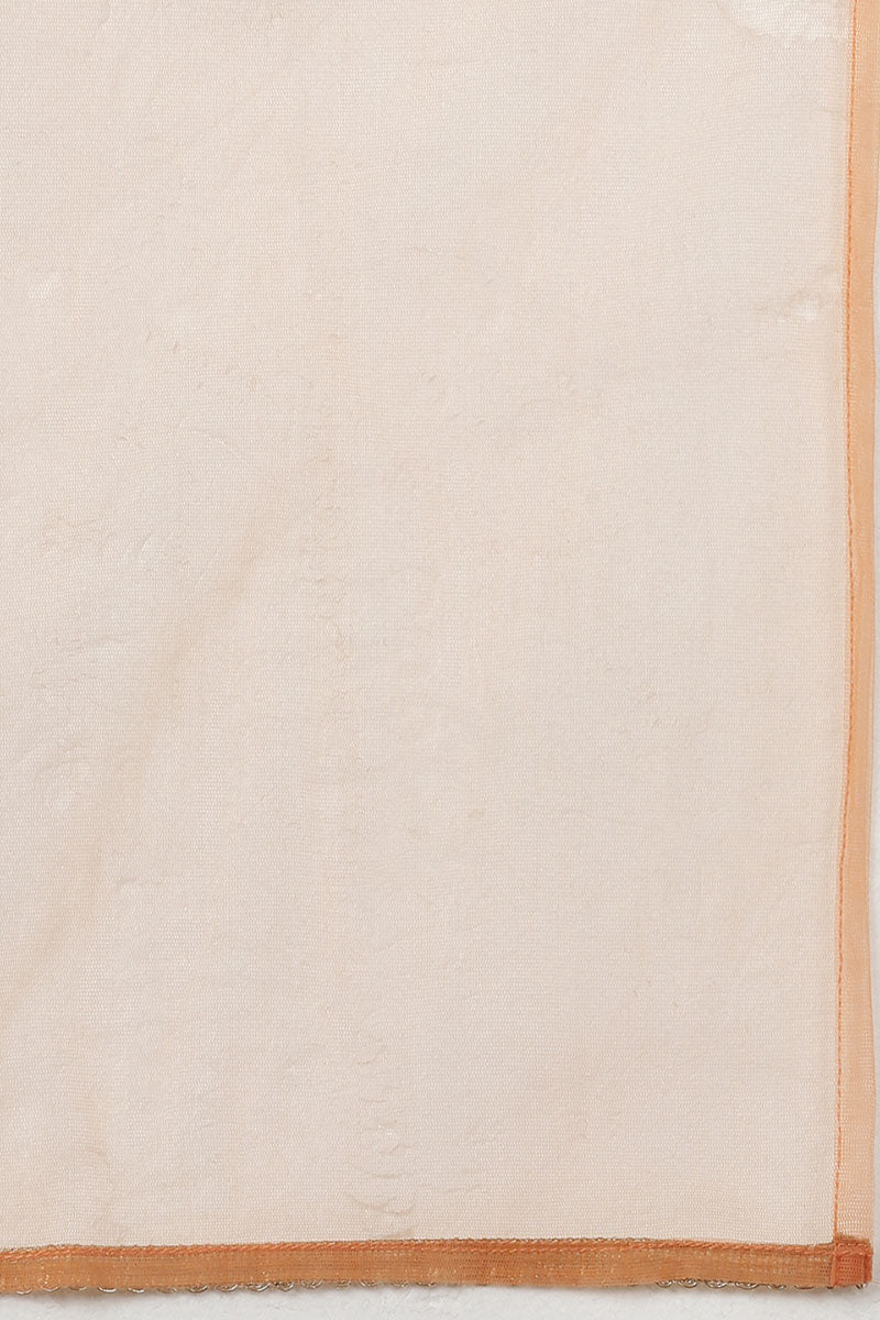 Peach Silk Blend Solid Straight Suit Set | SHOBITAM