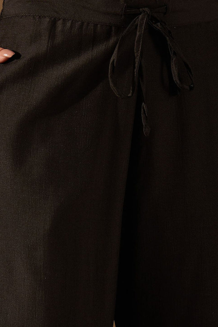 Black Silk Blend Embroidered Kurta Pant With Dupatta  | SHOBITAM