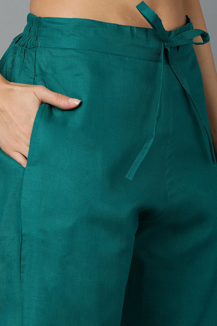 Rama Green Rayon Blend Straight Suit Set | SHOBITAM