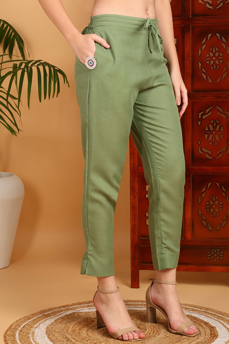 Sea Green Silk Blend Straight Suit Set | SHOBITAM