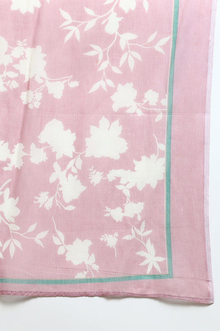 Pink Cotton Ethnic Motifs Straight Suit Set | SHOBITAM