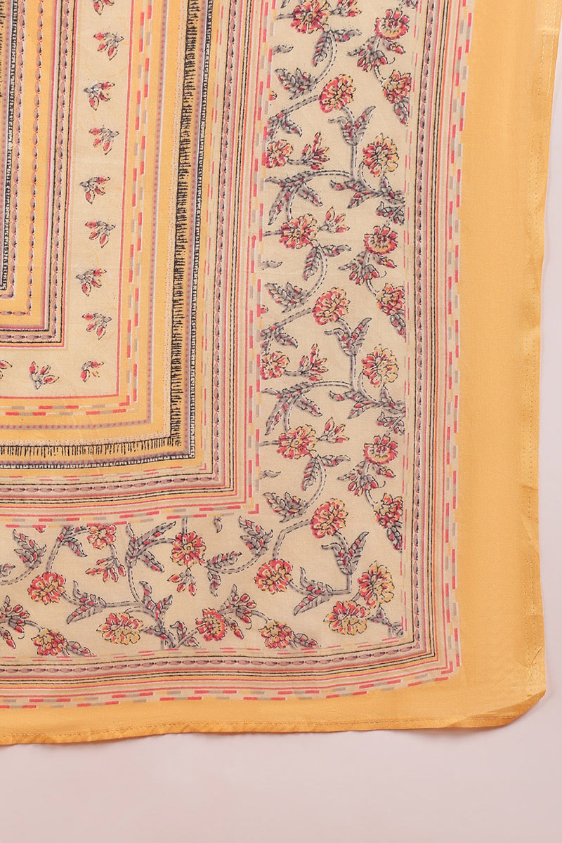 Cotton Blend Peach Printed Straight Kurta Pant With Dupatta | SHOBITAM