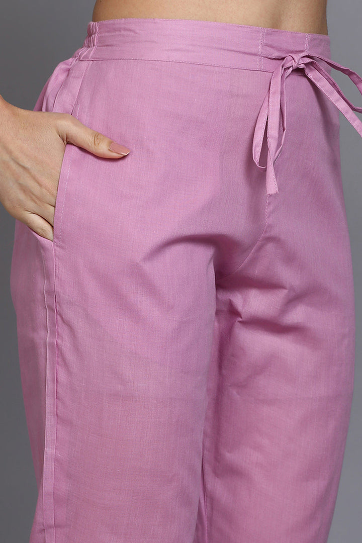 Pink Rayon Blend Printed Suit Set | SHOBITAM