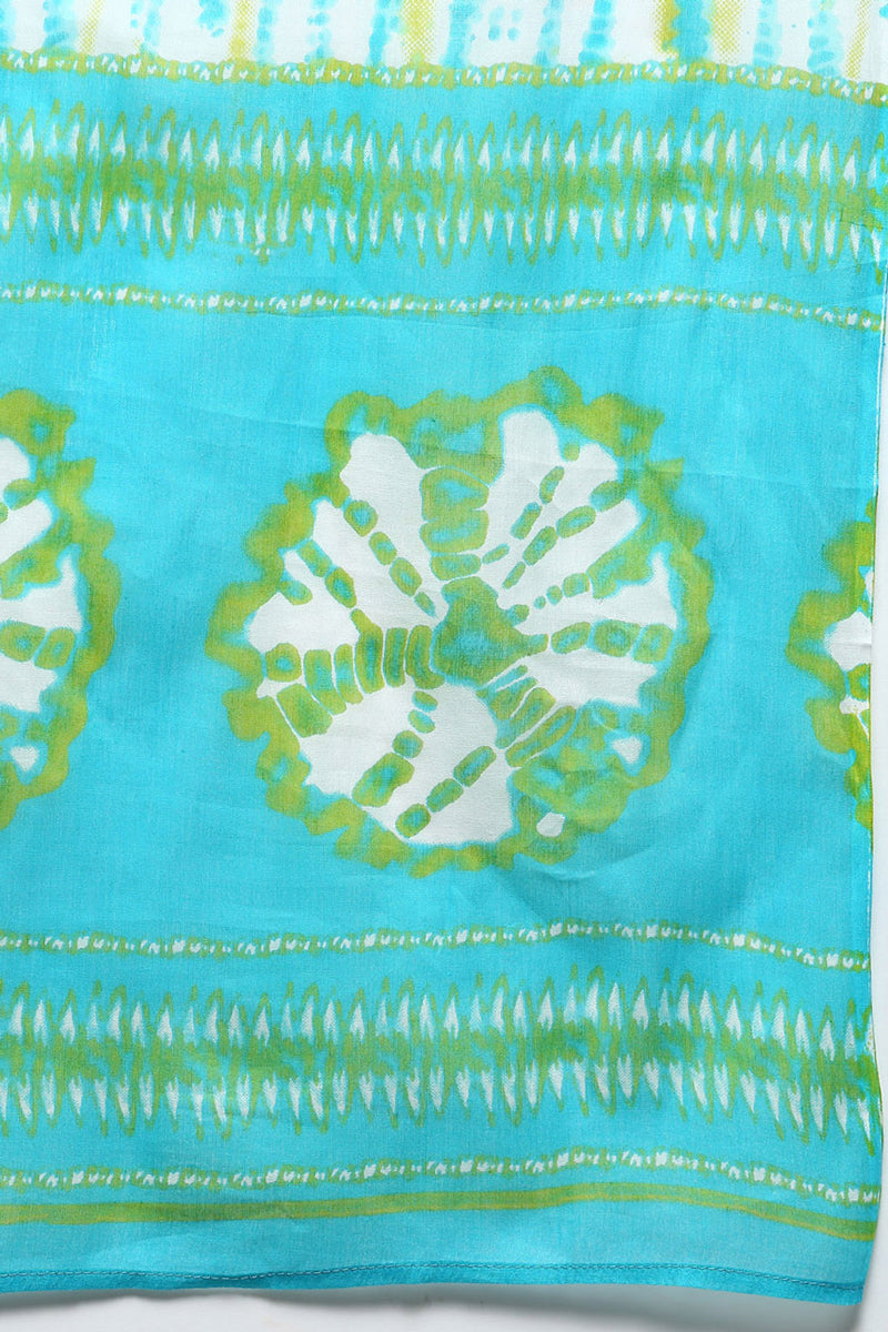 Cotton Blue Bandhani Printed Straight Kurta Pant With Dupatta | SHOBITAM