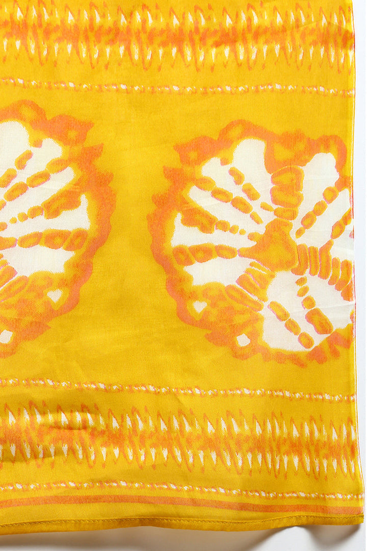 Cotton Yellow Bandhani Printed Straight Kurta Pant With Dupatta  | SHOBITAM