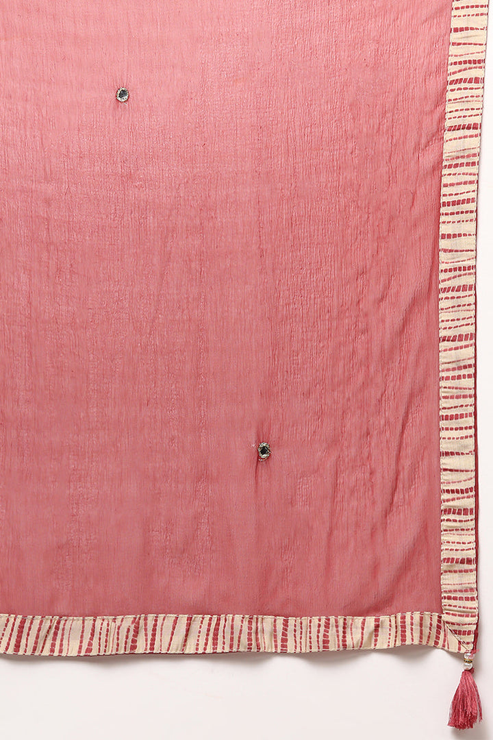Red Silk Blend Abstract Printed Flared Suit Set | shobitam