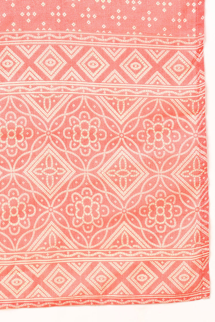Peach Cotton Bandhani Printed Straight Suit Set | SHOBITAM