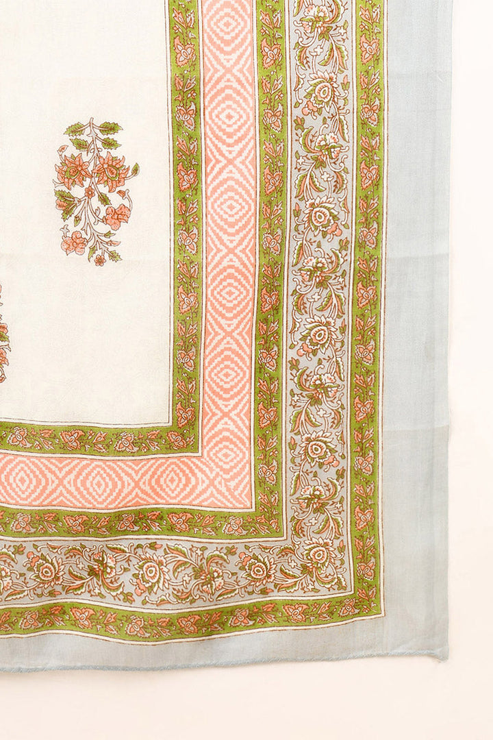 Grey Pure Cotton Ethnic Motifs Printed Straight Suit Set | SHOBITAM