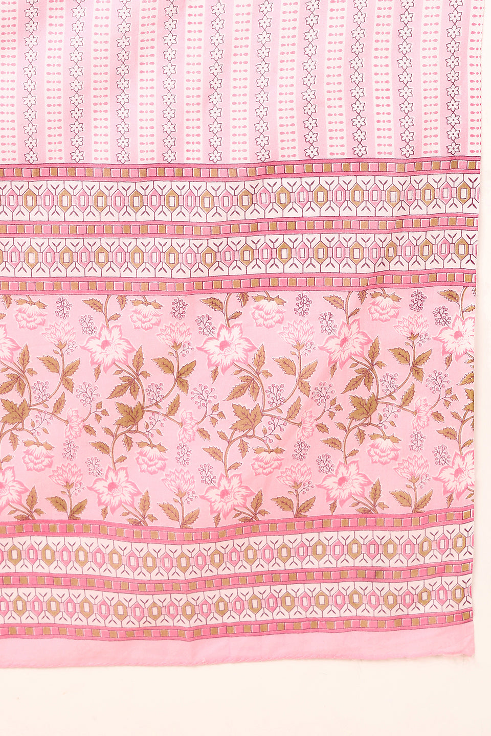 Plus Size Pink Pure Cotton Floral Printed Straight Suit Set | SHOBITAM