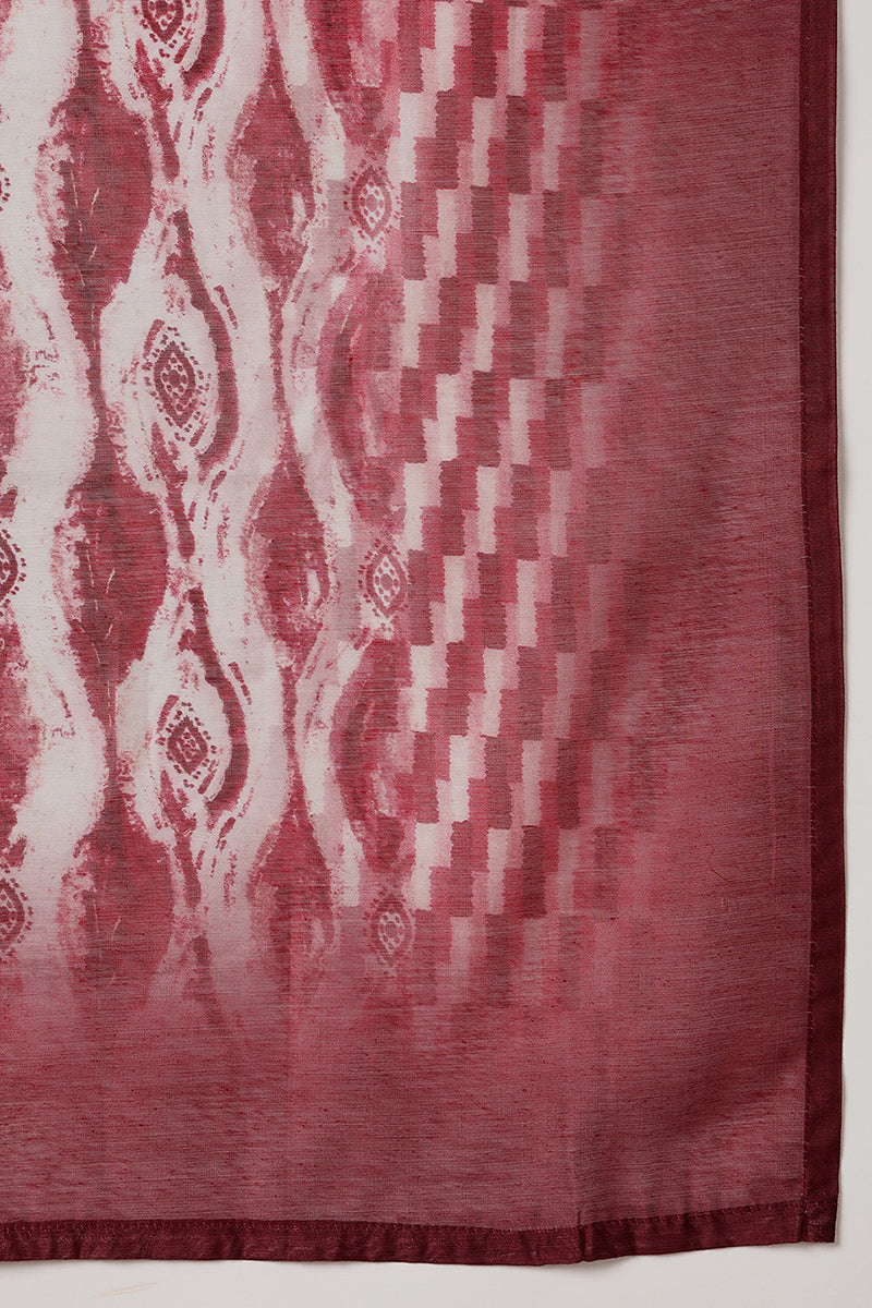Maroon Silk Blend Printed Ethnic Motifs Yoke Design Suit Set  | SHOBITAM