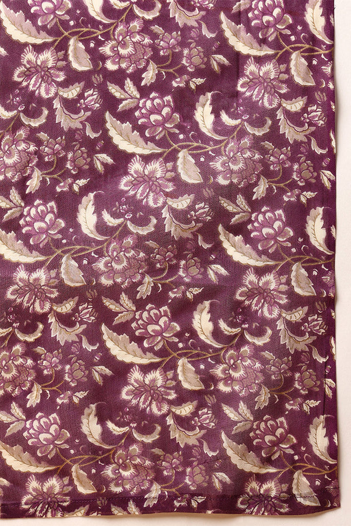 Magenta Pure Cotton Floral Printed Flared Suit Set | SHOBITAM