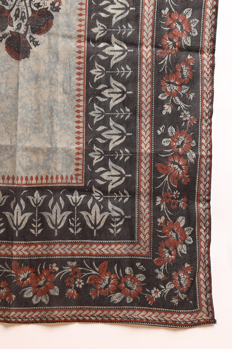 Black Pure Cotton Floral Printed Suit Set | SHOBITAM
