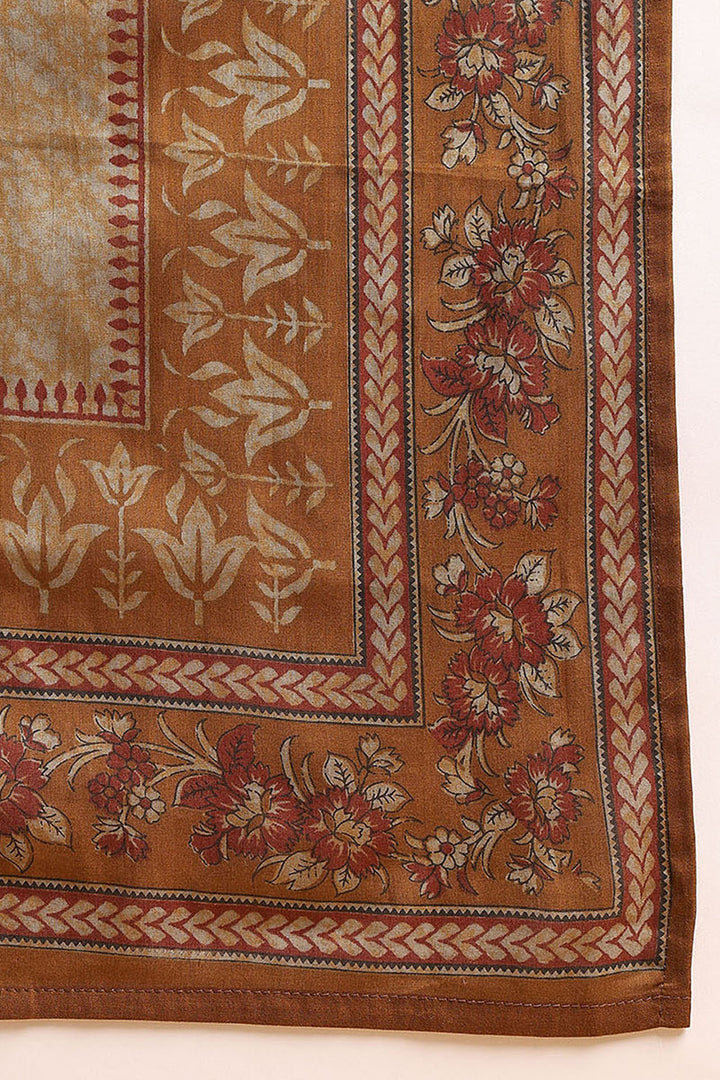 Mustard Yellow Pure Cotton Floral Printed Suit Set | SHOBITAM