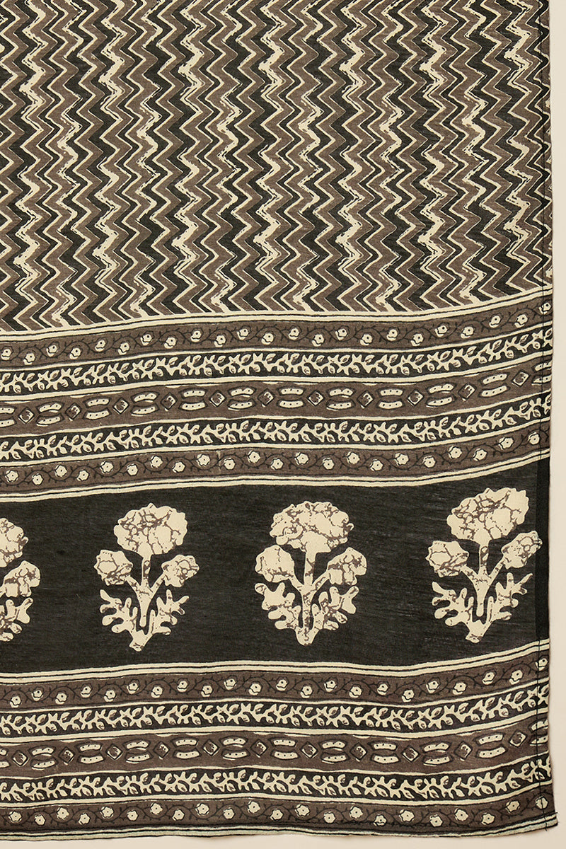 Black Rayon Blend Geometric Printed Straight Suit Set | SHOBITAM