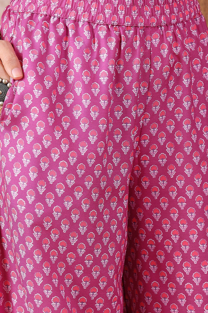 Pink Rayon Blend Floral Printed Straight Salwar Bottom Suit Set | SHOBITAM