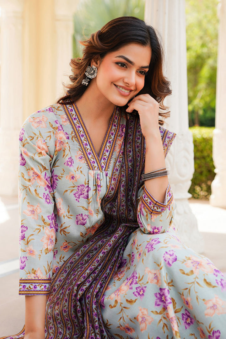 Green Rayon Blend Floral Printed Straight Kurta Trousers With Dupatta |SHOBITAM