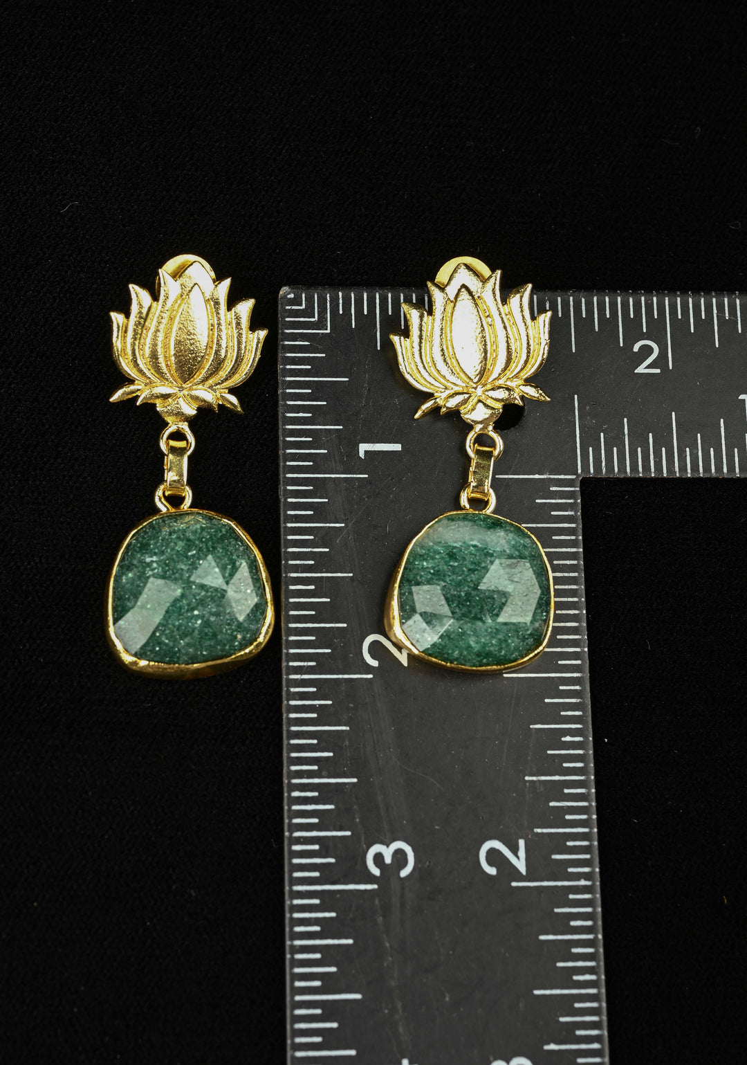 Kamala Green Stone Drop Earrings