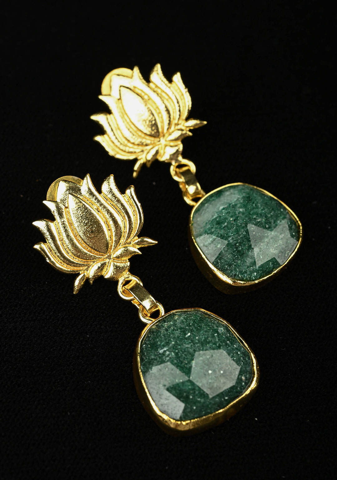 Kamala Green Stone Drop Earrings