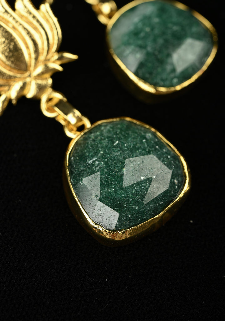 Kamala Green Stone Drop Earrings