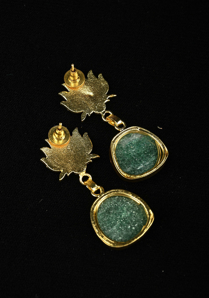 Kamala Green Stone Drop Earrings
