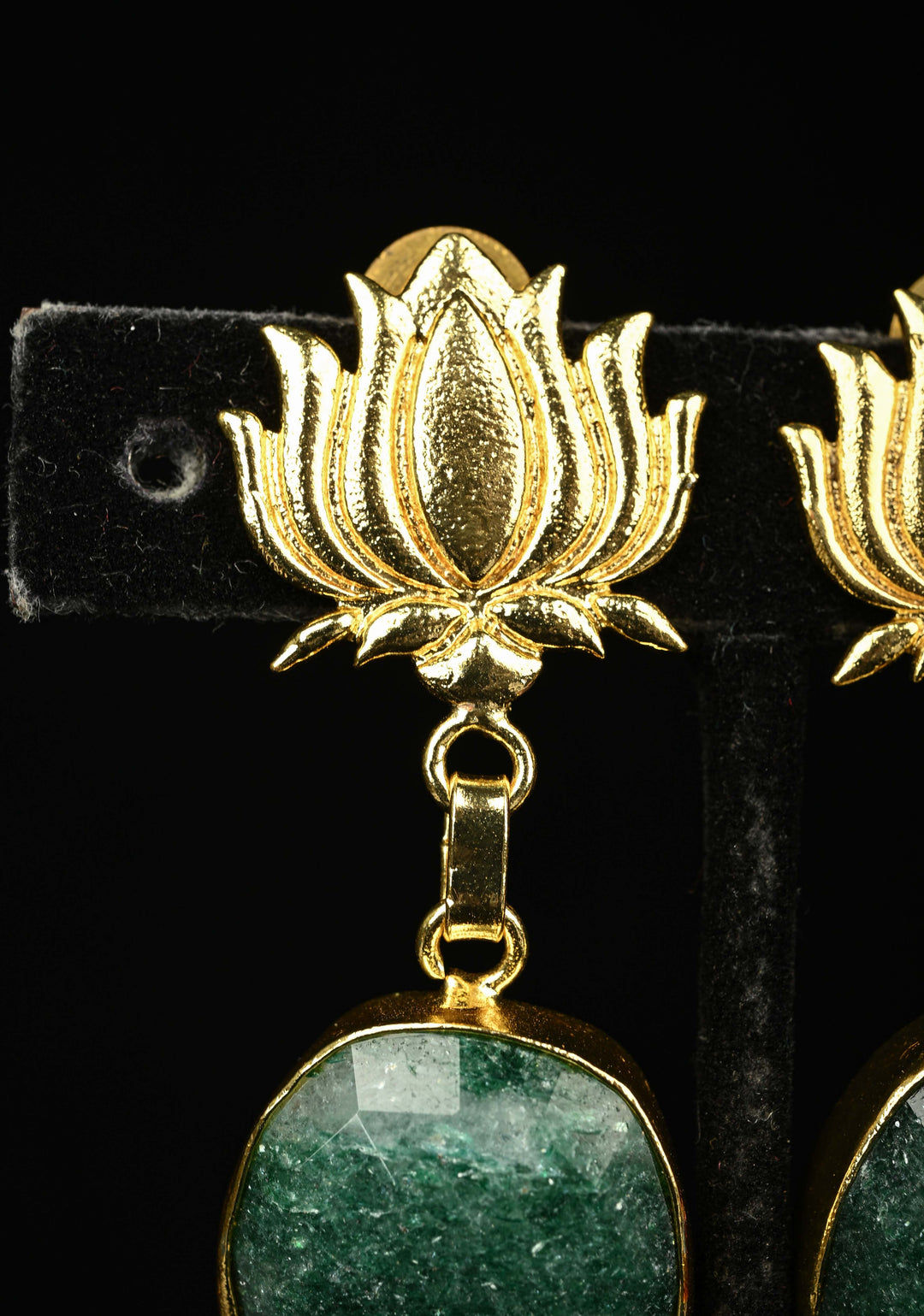 Kamala Green Stone Drop Earrings