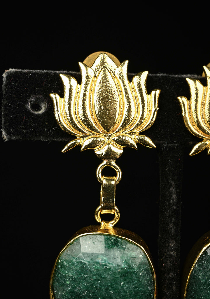 Kamala Green Stone Drop Earrings