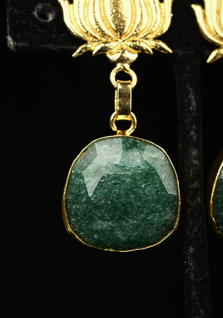 Kamala Green Stone Drop Earrings