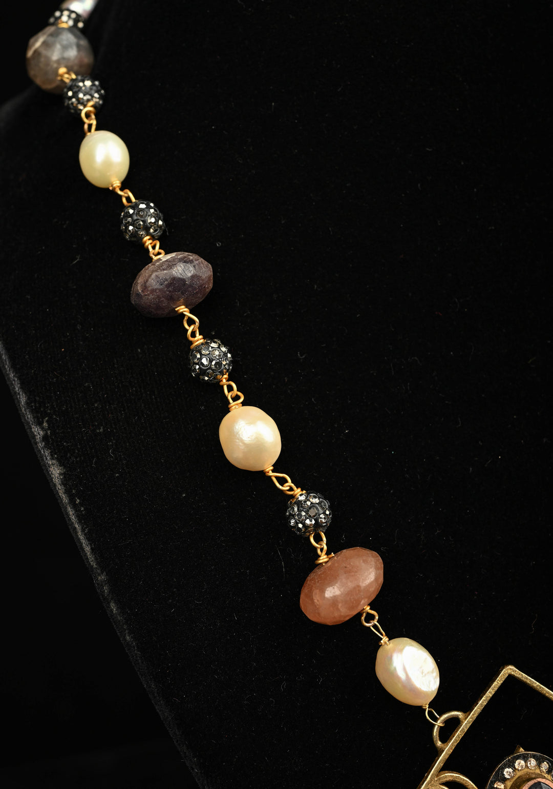 Sapphire and Pearls Long Necklace with Statement Pendant