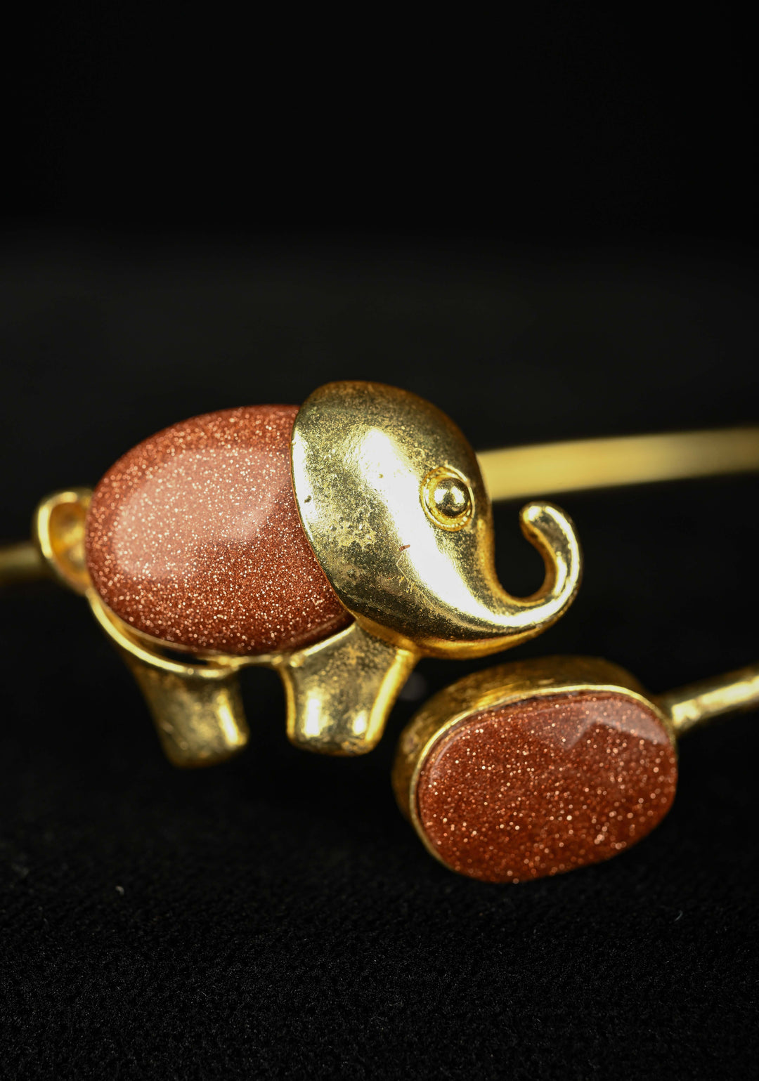 Elephant Handcuff With Brown Sunstone and Tiger's Eye