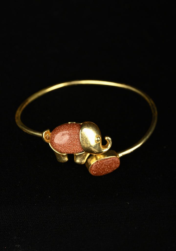 Elephant Handcuff With Brown Sunstone and Tiger's Eye