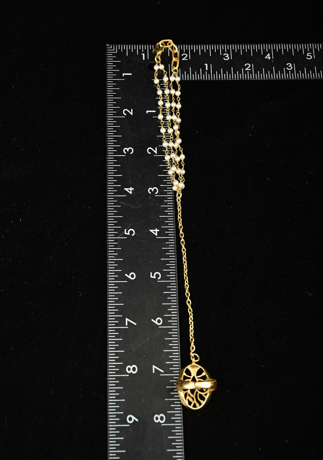 Hathphool Gold Tree of life Design Ring with  Bracelet With Pearls Strand