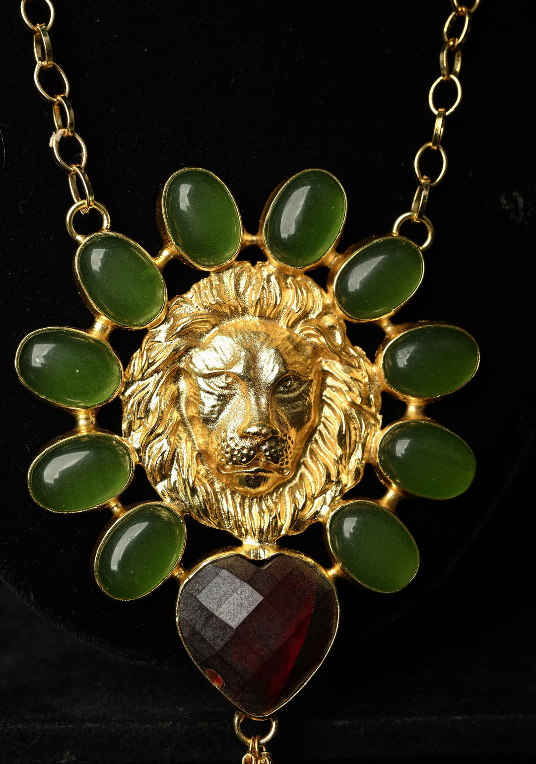 Green Onyx and Purple Glass Stone Pendant