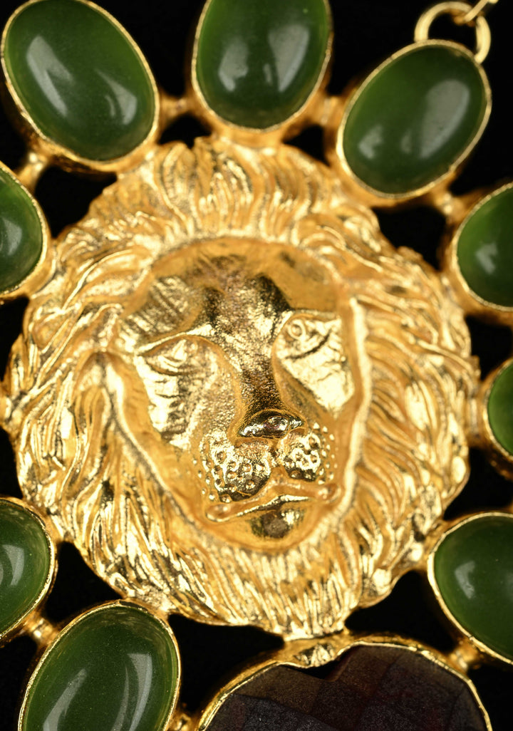 Green Onyx and Purple Glass Stone Pendant