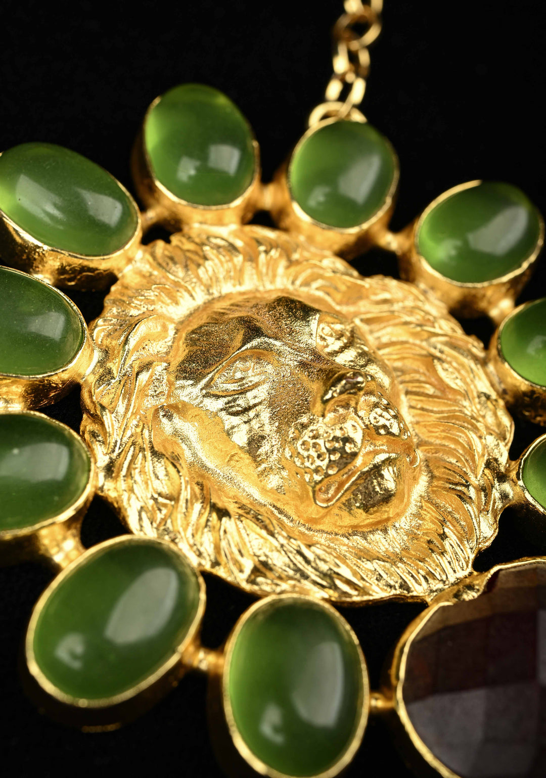 Green Onyx and Purple Glass Stone Pendant