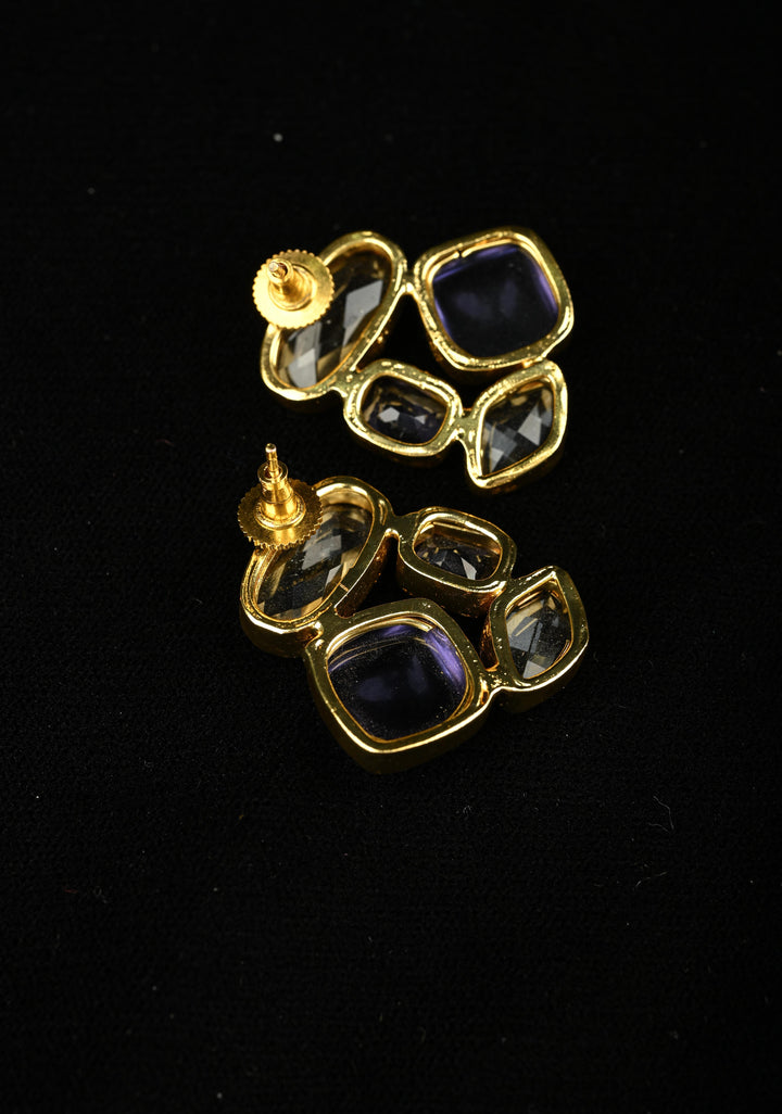 Glass - Purple Stone Crystal Cluster Stud
