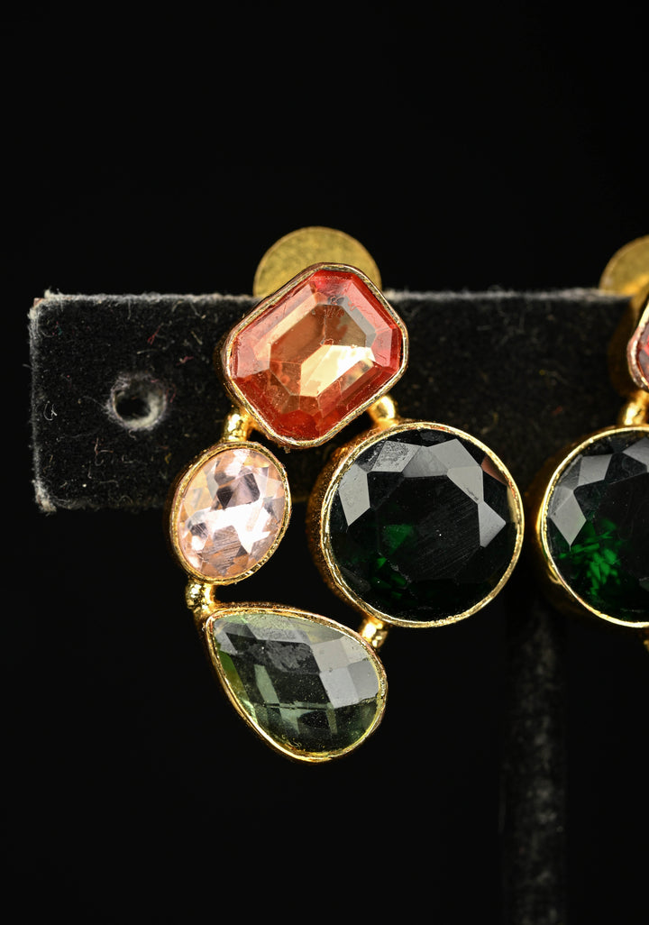 Multicolor Glass stone Cluster Stud Earrings