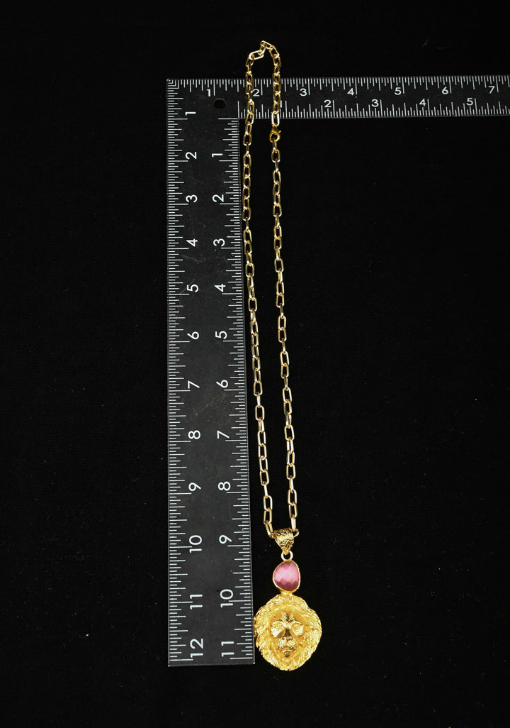 Monalisa Stone Lion Head Pendant Necklace