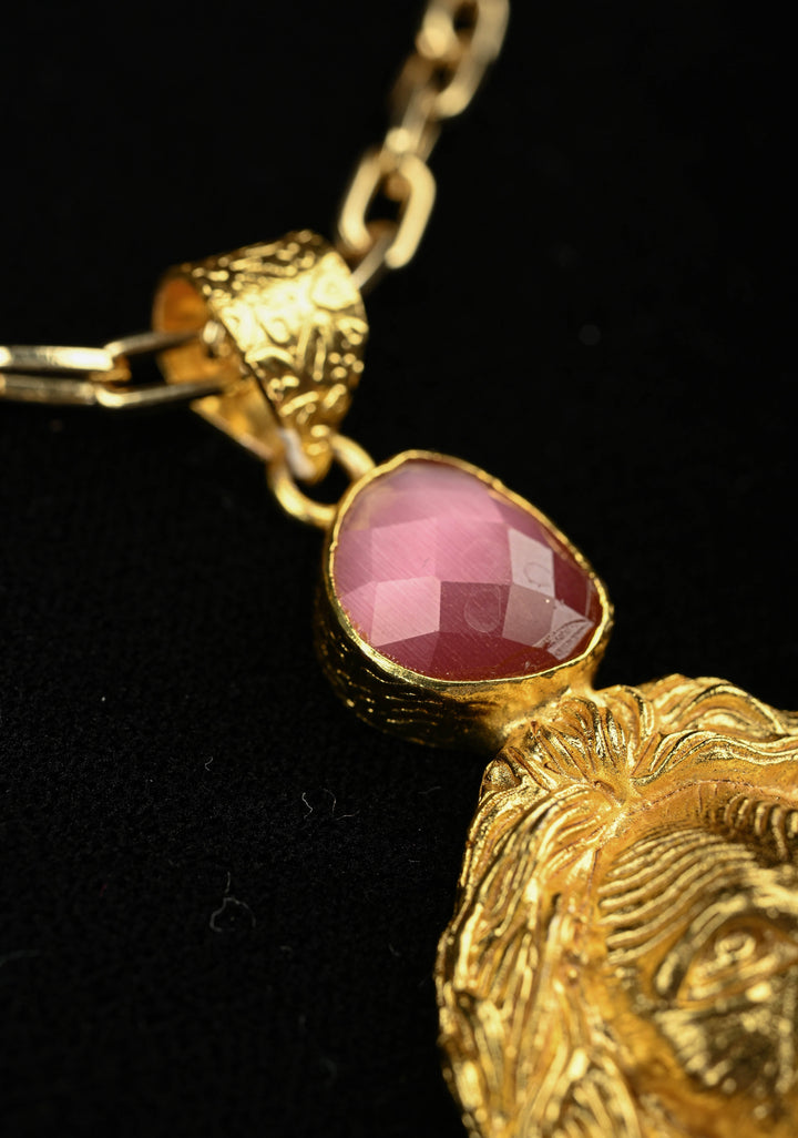 Monalisa Stone Lion Head Pendant Necklace