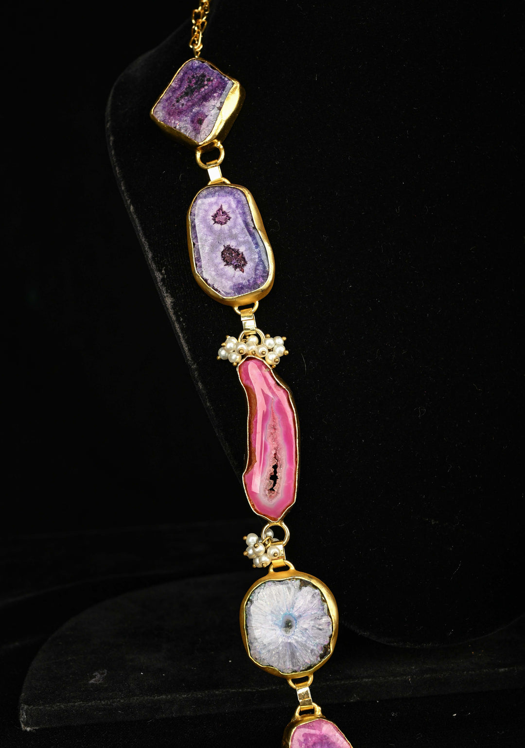 Multi Agates Gemstone 2 Styles -  Tie-Style and Loose Ends  Necklace