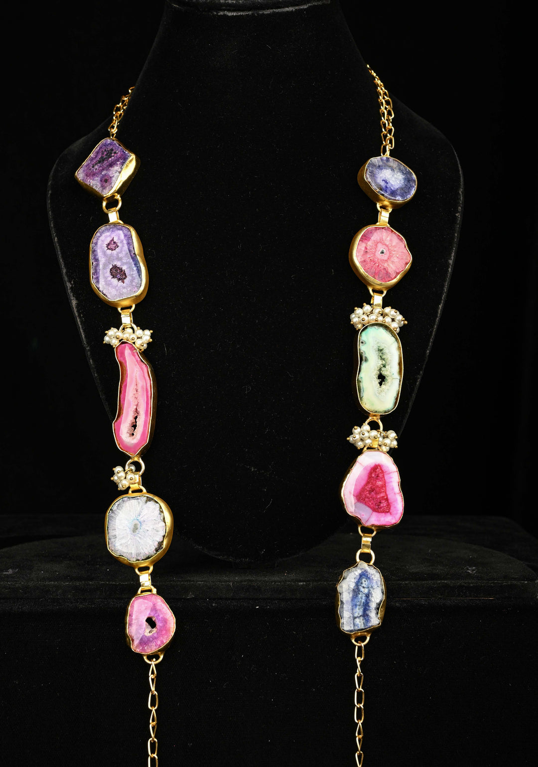 Multi Agates Gemstone 2 Styles -  Tie-Style and Loose Ends  Necklace