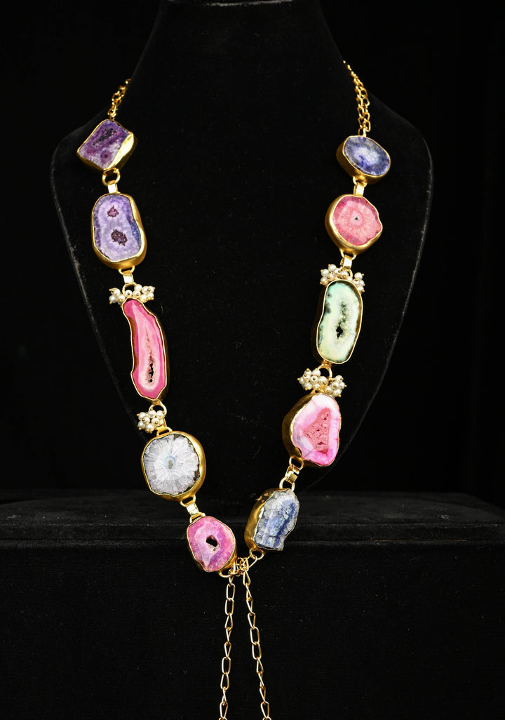 Multi Agates Gemstone 2 Styles -  Tie-Style and Loose Ends  Necklace