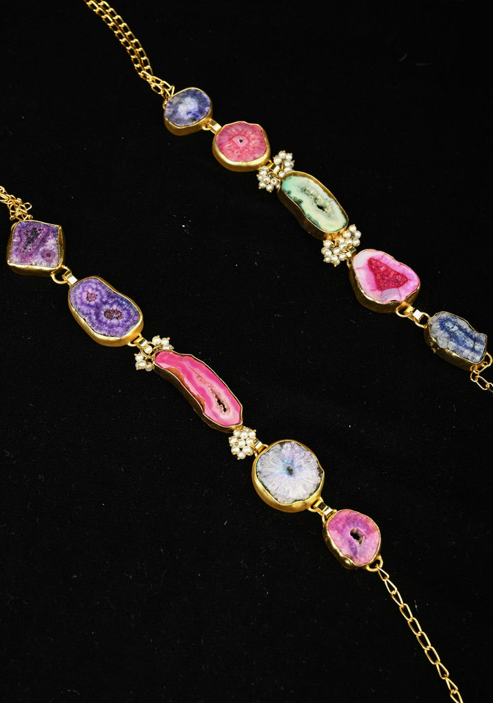 Multi Agates Gemstone 2 Styles -  Tie-Style and Loose Ends  Necklace