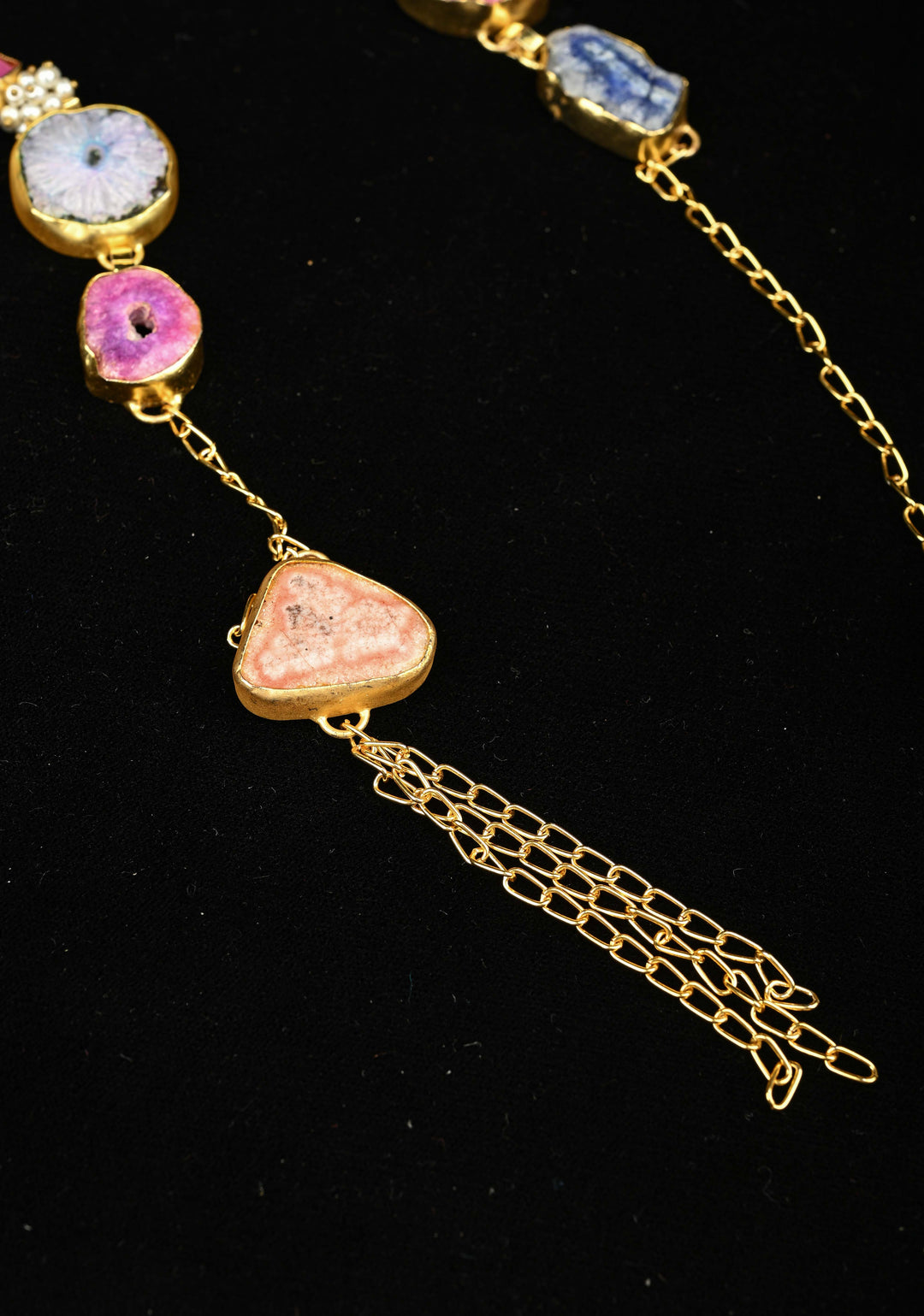 Multi Agates Gemstone 2 Styles -  Tie-Style and Loose Ends  Necklace