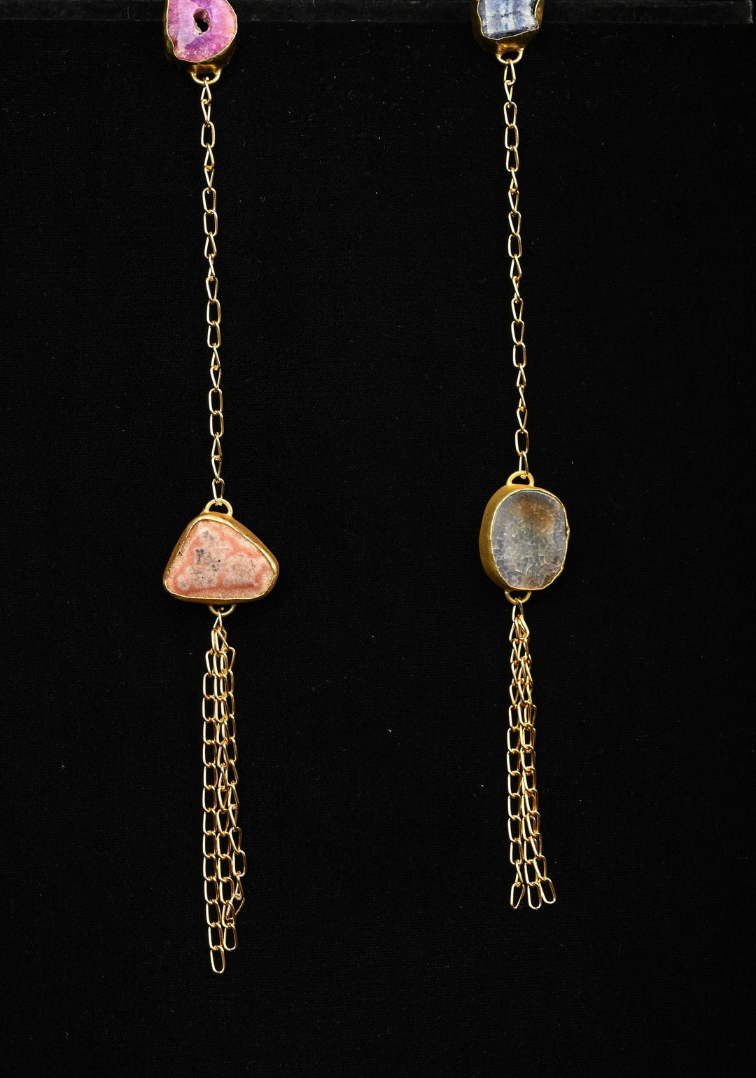 Multi Agates Gemstone 2 Styles -  Tie-Style and Loose Ends  Necklace