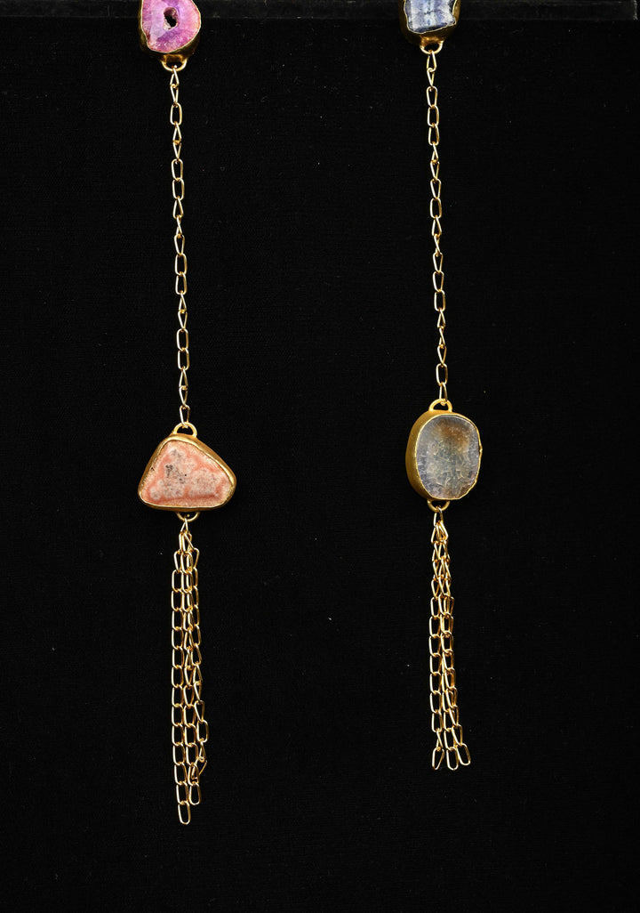 Multi Agates Gemstone 2 Styles -  Tie-Style and Loose Ends  Necklace