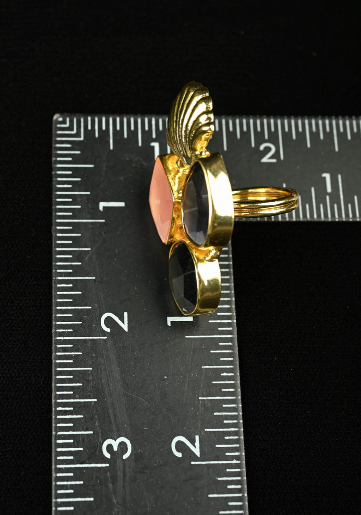 Artisan Monalisa Glass Ring - Rhombus, Teardrop, and Round Stones