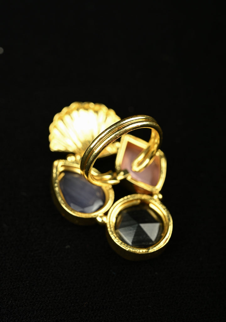 Artisan Monalisa Glass Ring - Rhombus, Teardrop, and Round Stones