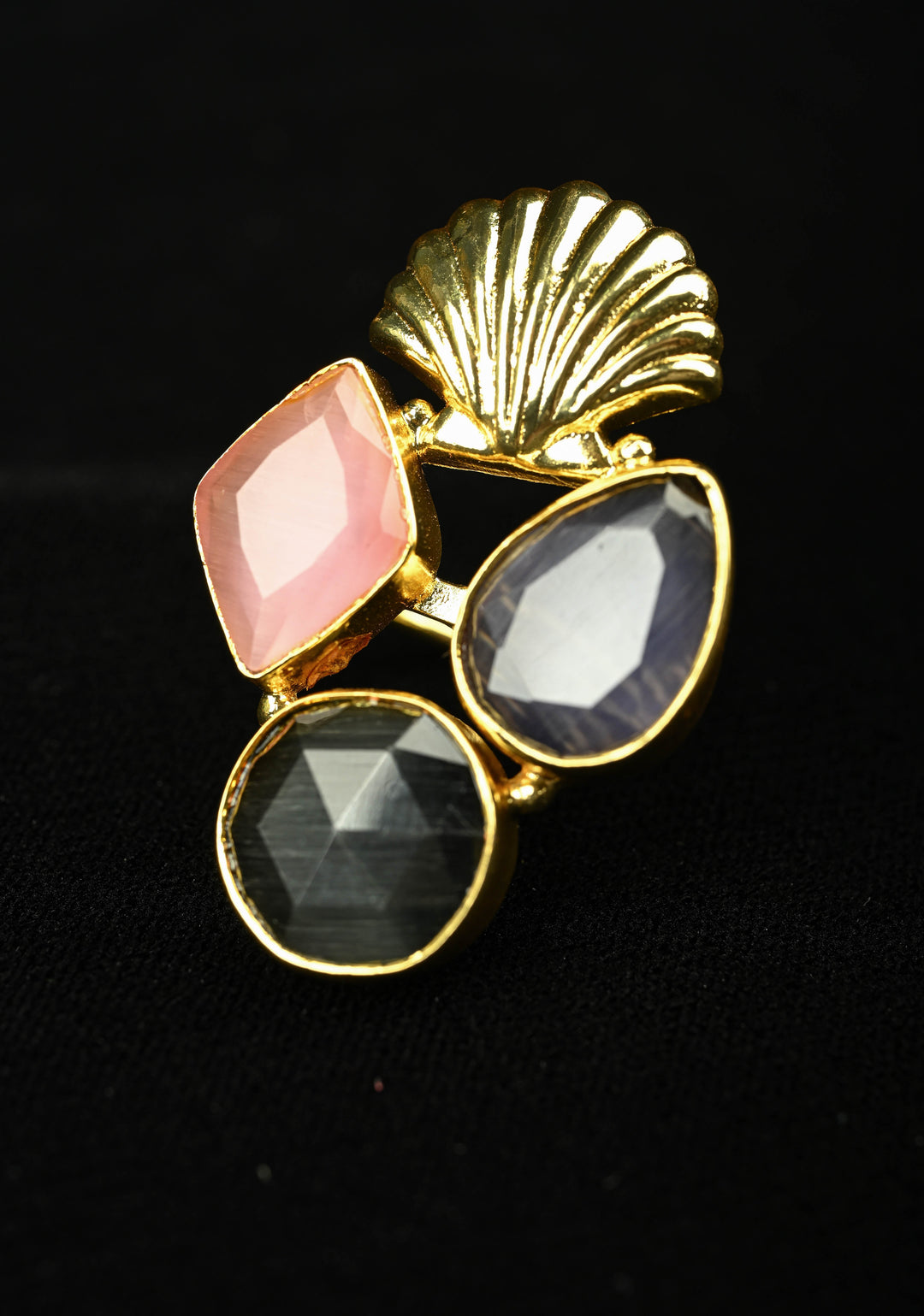 Artisan Monalisa Glass Ring - Rhombus, Teardrop, and Round Stones